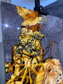 Panels of amber and Karelian birch "Lion"